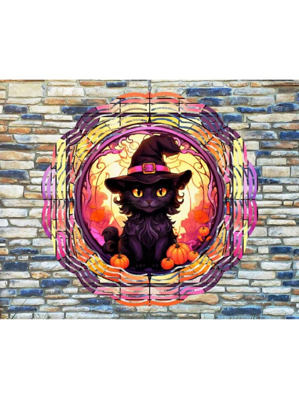 10 Inch Pumpkin Cat Witch Halloween Wind Spinner Yard Decor Aluminum RWS-266